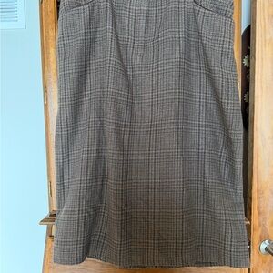 Evan Picone Brown Checkered A-Line Skirt